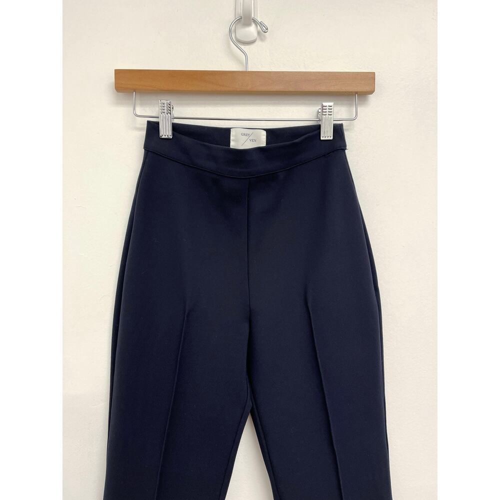 Grey/Ven Porterfield High Rise Pintuck Pull-On Stretch Career Ankle Flare PantXS - Picture 5 of 13